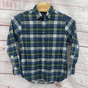 Vineyard Vines Flannel Shirt Mens Medium Slim Fit Whale Plaid Cotton Casual